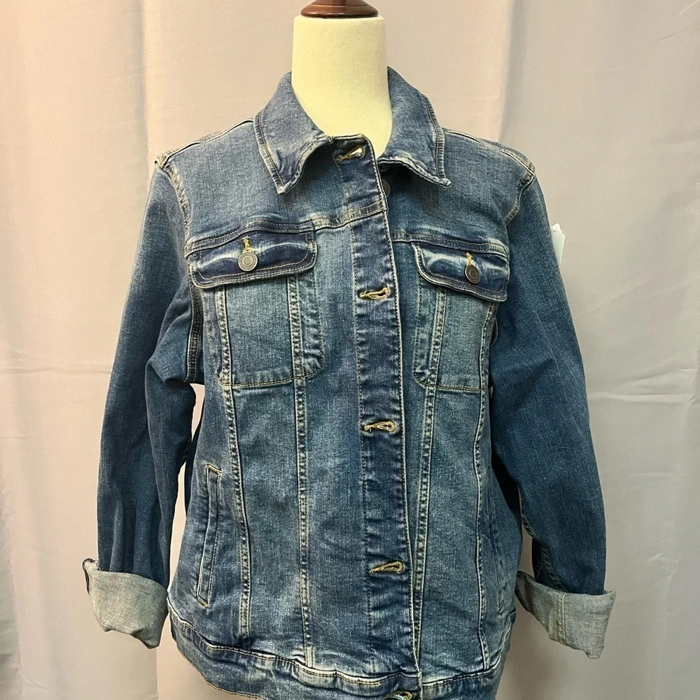 EUC LAUREN CONRAD Blue Denim Blue Jean women’s jacket button down cott…